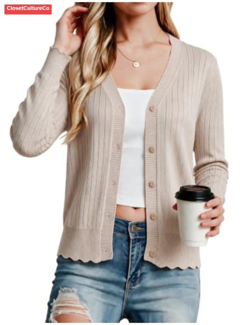 Womens Open Front Button Down Ribbed Knit Cardigan Sweater